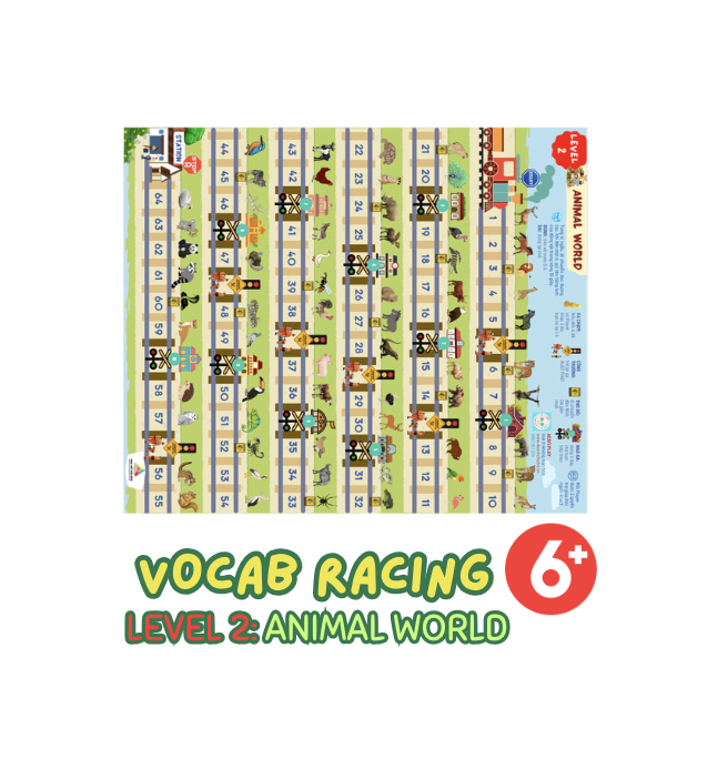 Cờ VOCAB RACING (Level 2: ANIMAL WORLD, 6+ tuổi)